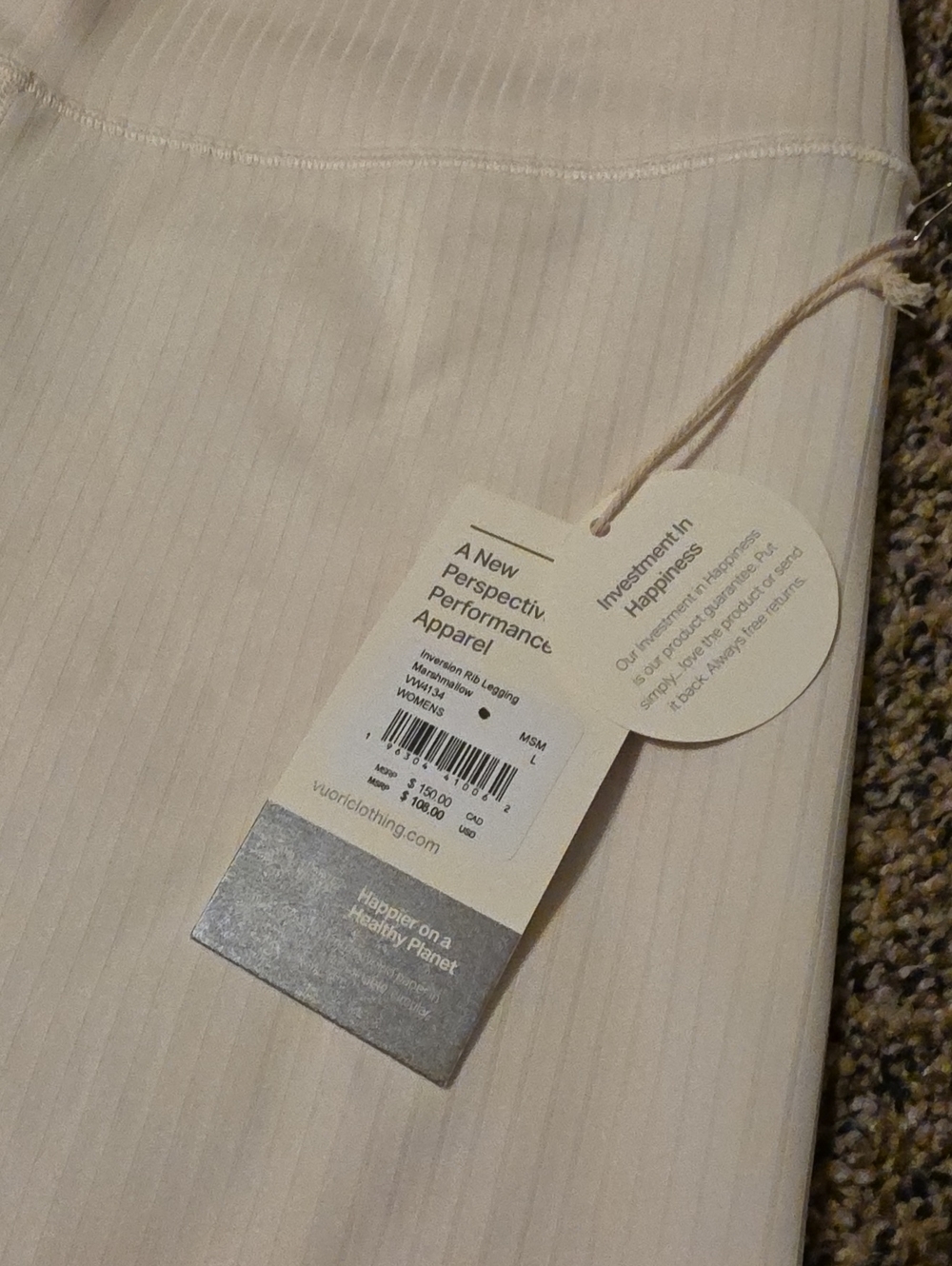 Vuori Inversion Rib Legging Marshmallow Size Large NWT - Picture 10 of 12